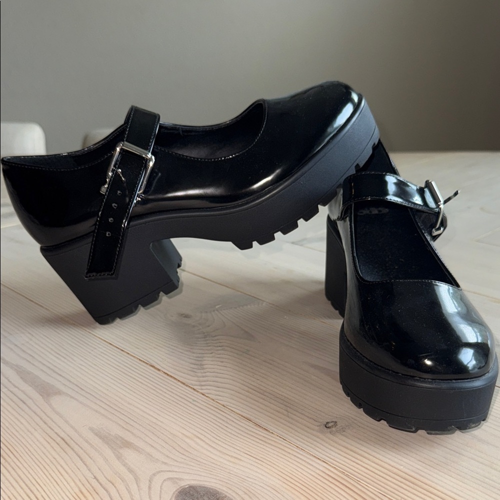 GB Girls Black Platform Mary Janes